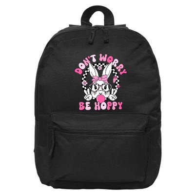 Happy Easter Groovy Bunny Face Dont Worry Be Hoppy Women 16 in Basic Backpack
