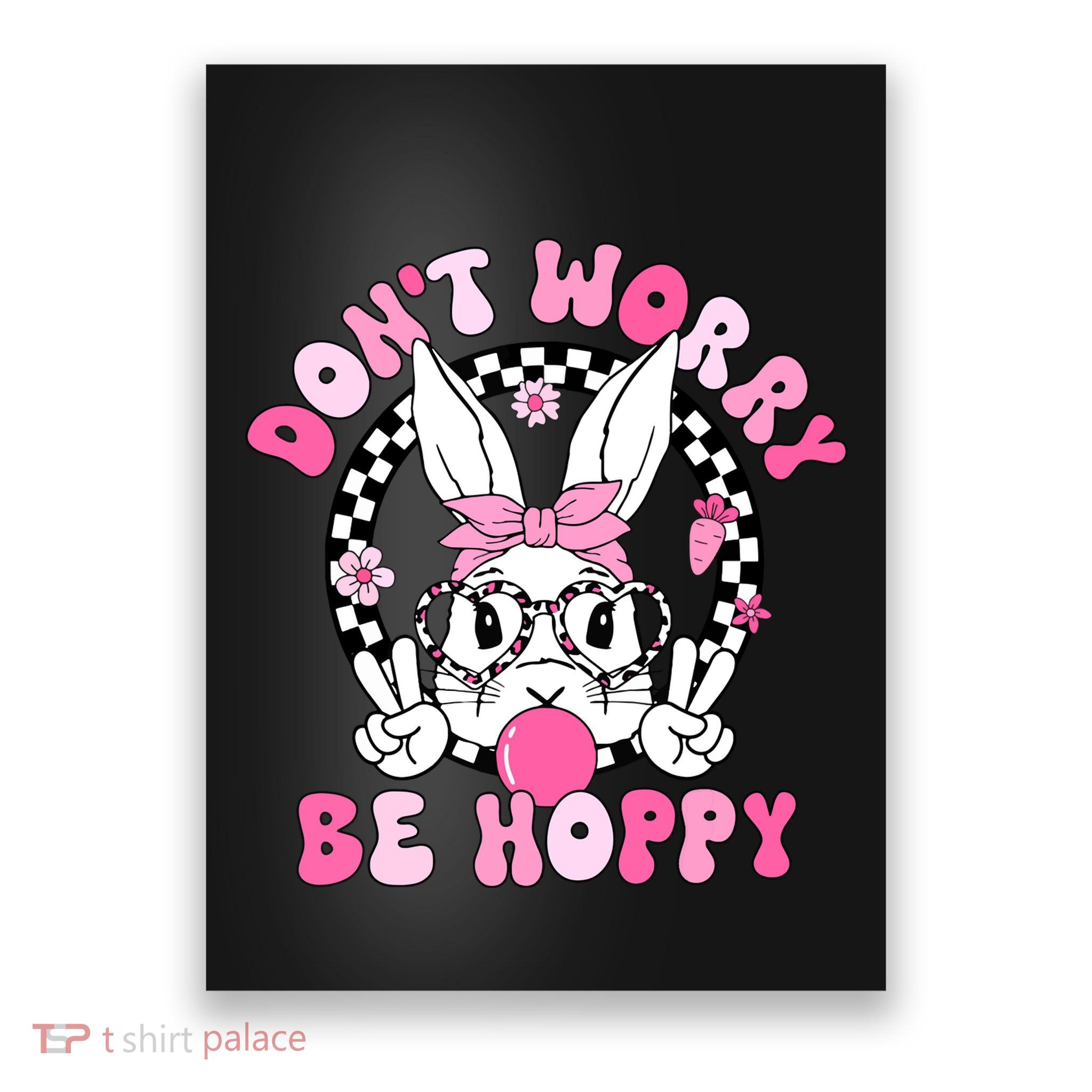 Happy Easter Groovy Bunny Face Dont Worry Be Hoppy Women Poster