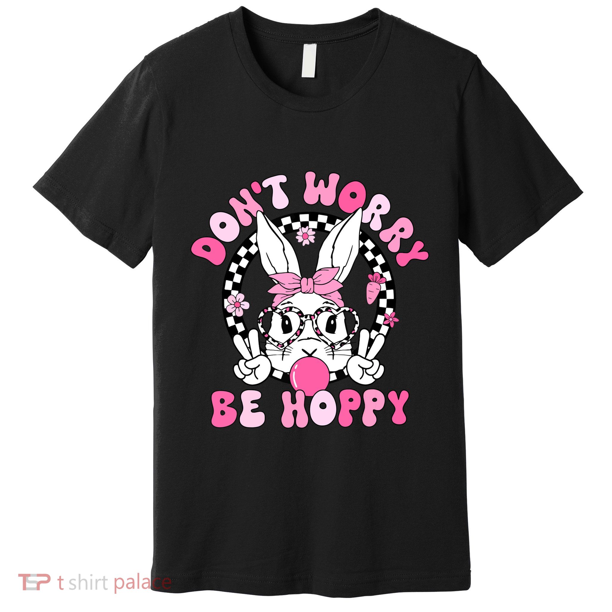 Happy Easter Groovy Bunny Face Dont Worry Be Hoppy Women Premium T-Shirt
