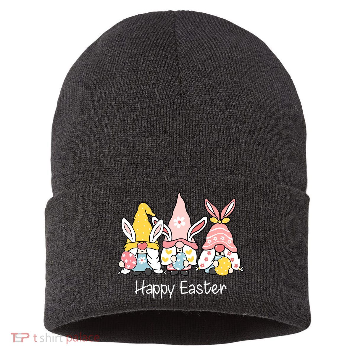 Happy Easter Gnome Holiday Cute Gift Sustainable Knit Beanie