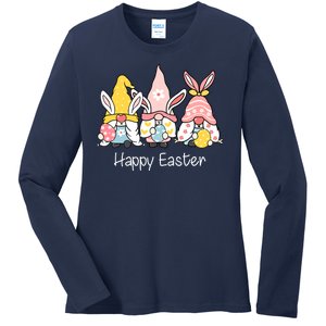 Happy Easter Gnome Holiday Cute Gift Ladies Long Sleeve Shirt