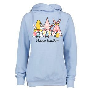 Happy Easter Gnome Holiday Cute Gift Womens Funnel Neck Pullover Hood