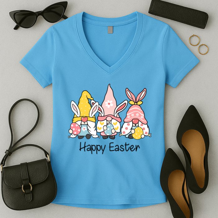 Happy Easter Gnome Holiday Cute Gift Women's V-Neck T-Shirt
