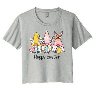 Happy Easter Gnome Holiday Cute Gift Women's Crop Top Tee