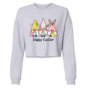 Happy Easter Gnome Holiday Cute Gift Cropped Pullover Crew