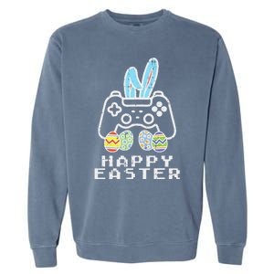 Happy Easter Game Controller Bunny Eggs Gamer Garment-Dyed Sweatshirt