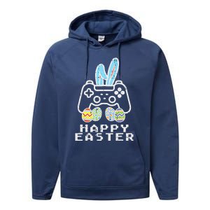 Happy Easter Game Controller Bunny Eggs Gamer Performance Fleece Hoodie