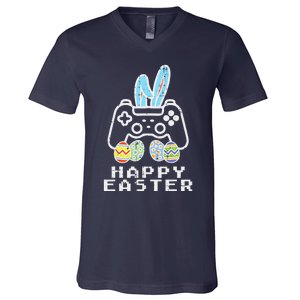 Happy Easter Game Controller Bunny Eggs Gamer V-Neck T-Shirt