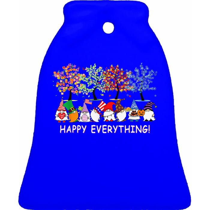 Happy Everything Gnomies Gnomes Holidays Christmas Xmas Ceramic Bell Ornament