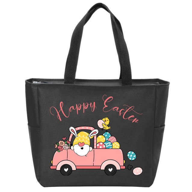 Happy Easter Gnome Truck Holiday Zip Tote Bag