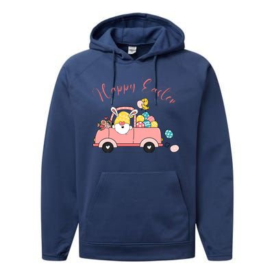 Happy Easter Gnome Truck Holiday Performance Fleece Hoodie