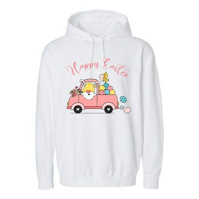 Happy Easter Gnome Truck Holiday Garment-Dyed Fleece Hoodie