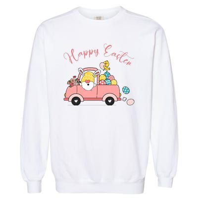 Happy Easter Gnome Truck Holiday Garment-Dyed Sweatshirt