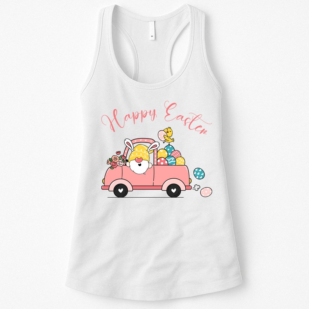 Happy Easter Gnome Truck Holiday Womens Tank Top