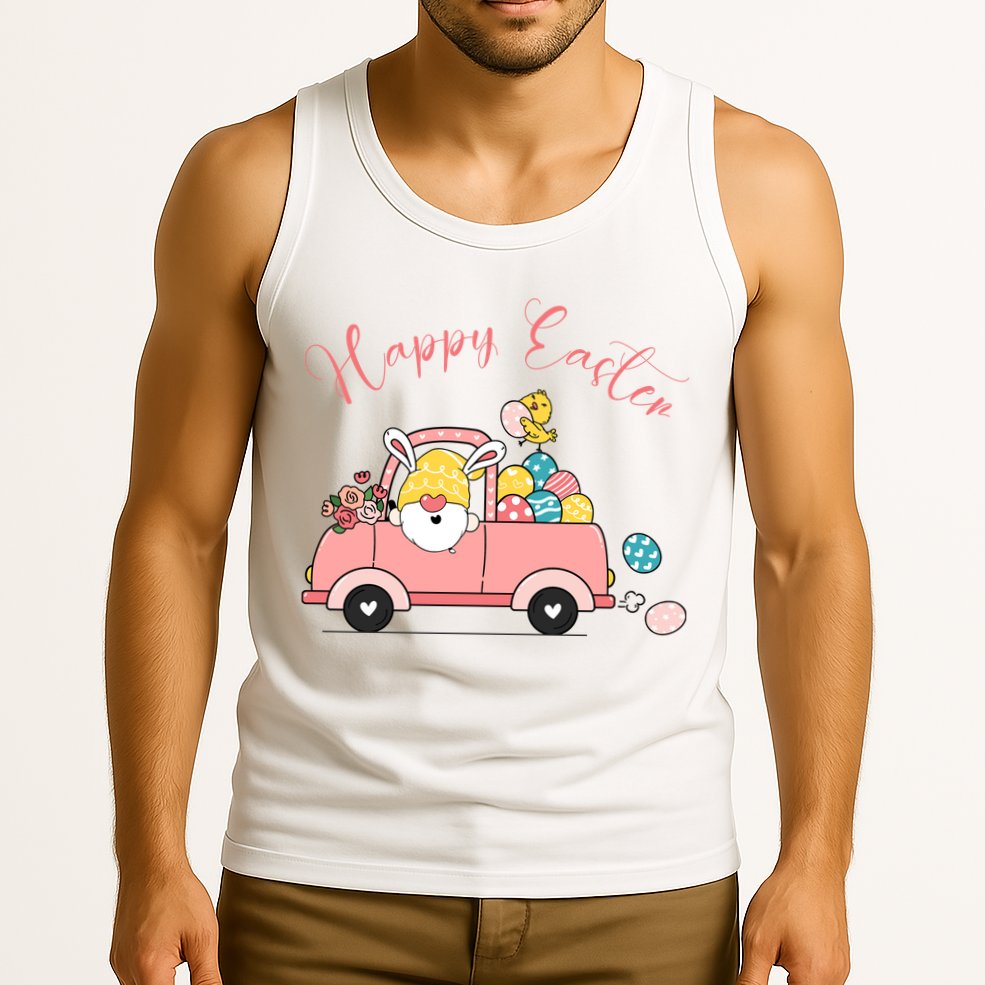 Happy Easter Gnome Truck Holiday Tank Top