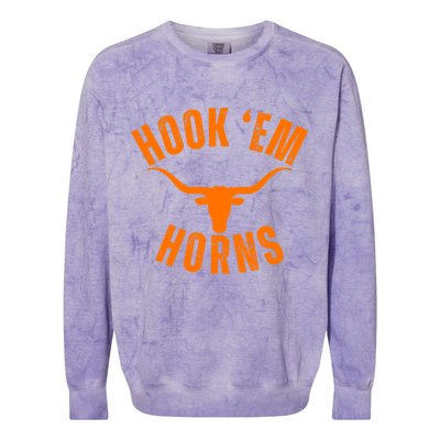 Hook Em Horns Texas Bull Head Colorblast Crewneck Sweatshirt