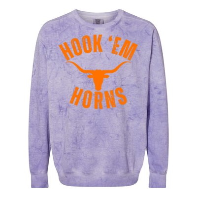 Hook Em Horns Texas Bull Head Colorblast Crewneck Sweatshirt