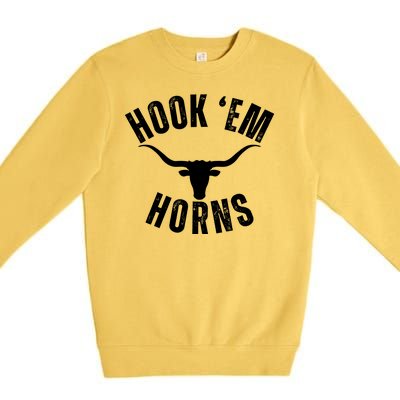 Hook Em Horns Texas Bull Head Premium Crewneck Sweatshirt