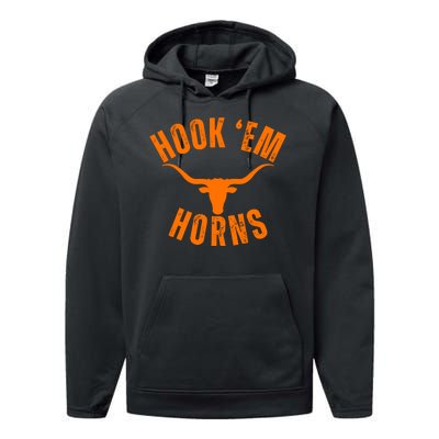 Hook Em Horns Texas Bull Head Performance Fleece Hoodie