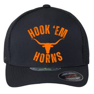 Hook Em Horns Texas Bull Head Flexfit Unipanel Trucker Cap