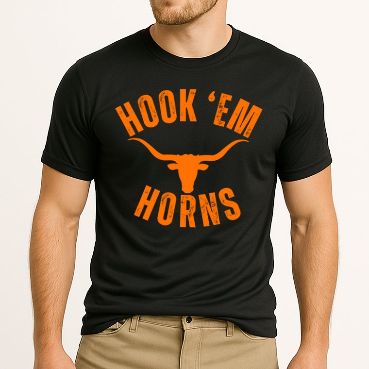 Hook Em Horns Texas Bull Head Cooling Performance Crew T-Shirt