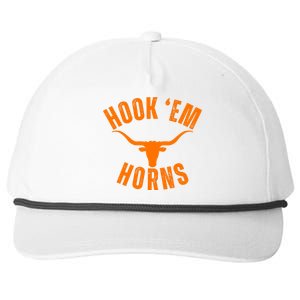 Hook Em Horns Texas Bull Head Snapback Five-Panel Rope Hat