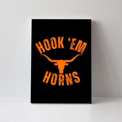 Hook Em Horns Texas Bull Head Canvas