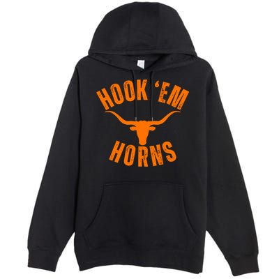 Hook Em Horns Texas Bull Head Premium Pullover Hoodie