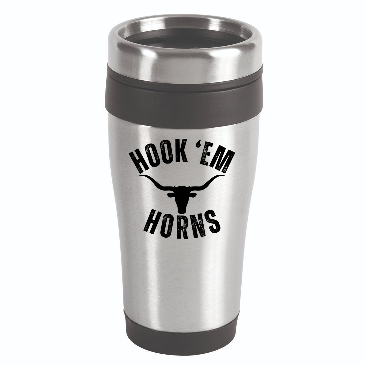 Hook Em Horns Texas Bull Head 16oz Travel Tumbler