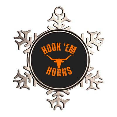 Hook Em Horns Texas Bull Head Metallic Star Ornament