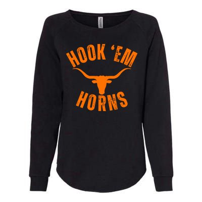 Hook Em Horns Texas Bull Head Womens California Wash Sweatshirt