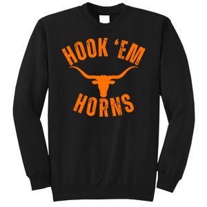 Hook Em Horns Texas Bull Head Tall Sweatshirt