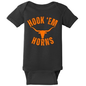 Hook Em Horns Texas Bull Head Baby Bodysuit