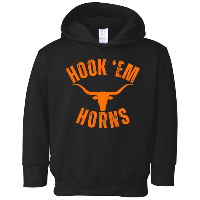 Hook Em Horns Texas Bull Head Toddler Hoodie