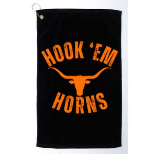 Hook Em Horns Texas Bull Head Platinum Collection Golf Towel