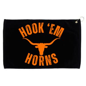 Hook Em Horns Texas Bull Head Grommeted Golf Towel