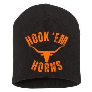 Hook Em Horns Texas Bull Head Short Acrylic Beanie