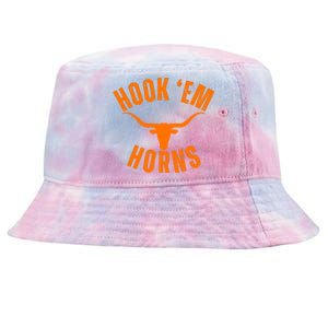 Hook Em Horns Texas Bull Head Tie-Dyed Bucket Hat