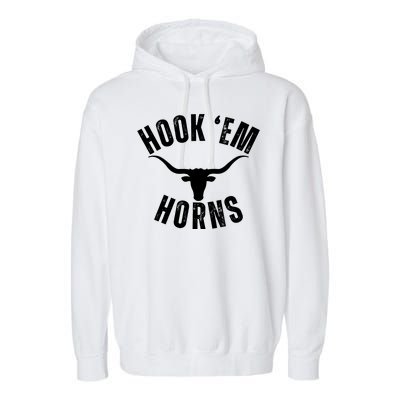 Hook Em Horns Texas Bull Head Garment-Dyed Fleece Hoodie