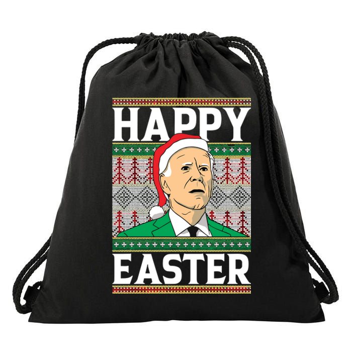 Happy Easter Happy Holidays Merry Christmas Drawstring Bag