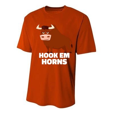 Hook Em Horns Texas Bull Head Performance Sprint T-Shirt