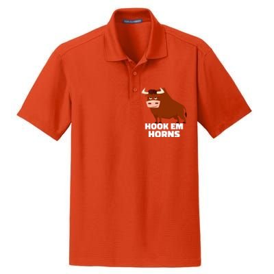 Hook Em Horns Texas Bull Head Dry Zone Grid Polo