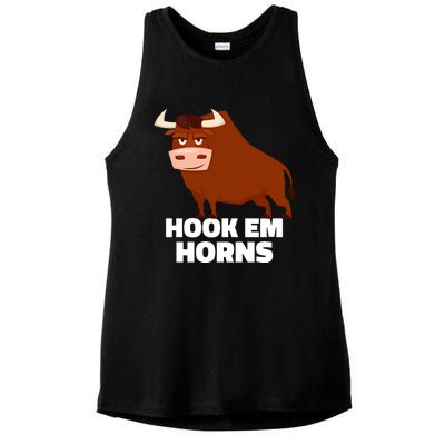 Hook Em Horns Texas Bull Head Ladies PosiCharge Tri-Blend Wicking Tank