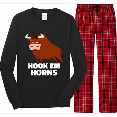 Hook Em Horns Texas Bull Head Long Sleeve Pajama Set