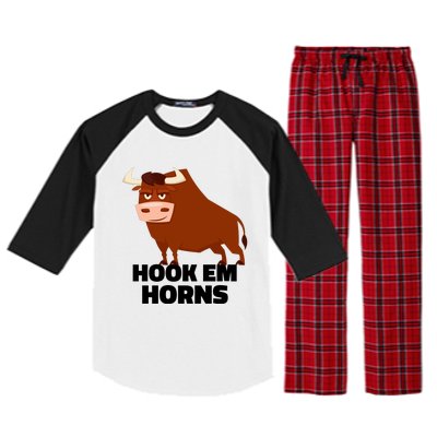 Hook Em Horns Texas Bull Head Raglan Sleeve Pajama Set