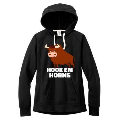 Hook Em Horns Texas Bull Head Women's Fleece Hoodie