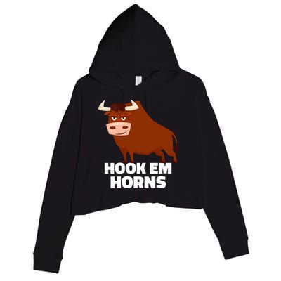 Hook Em Horns Texas Bull Head Crop Fleece Hoodie