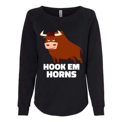 Hook Em Horns Texas Bull Head Womens California Wash Sweatshirt