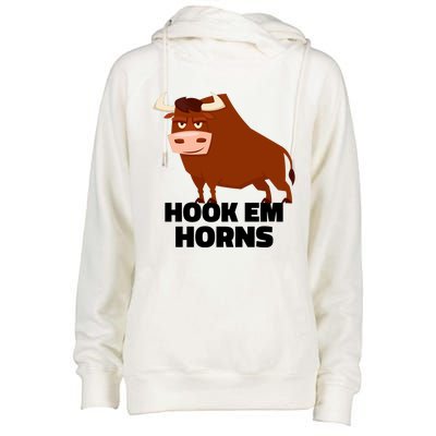 Hook Em Horns Texas Bull Head Womens Funnel Neck Pullover Hood