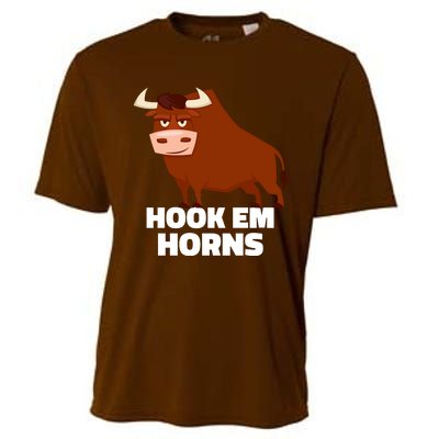 Hook Em Horns Texas Bull Head Cooling Performance Crew T-Shirt